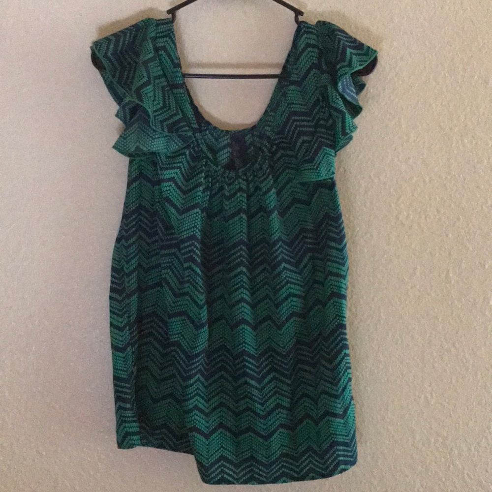 Francesca’s Green and Blue Blouse Size M